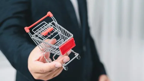 Modern office visuals unique perspective shopping inspiration with miniatur.. Stock Photos