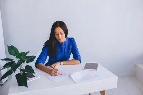 Modern office worker while paperwork Foto stock