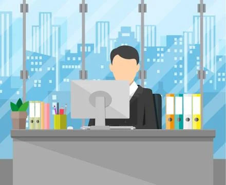 Modern office workspace. Illustrazione stock