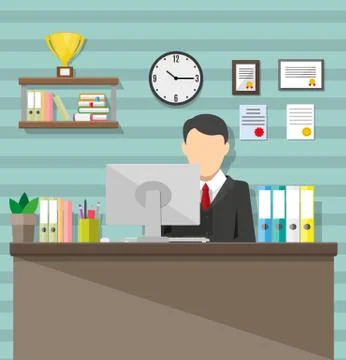 Modern office workspace. Illustrazione stock