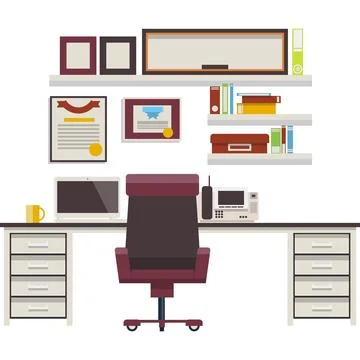 Modern office workspace vector workplace flat icon Stock Illustration