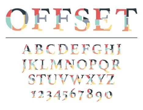 Modern offset alphabet. Illustrazione stock