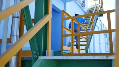 Modern oil refinery with expert engineers supervising production and controlling Video stock 330585271