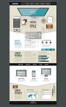Modern one page website design template Stock Illustration