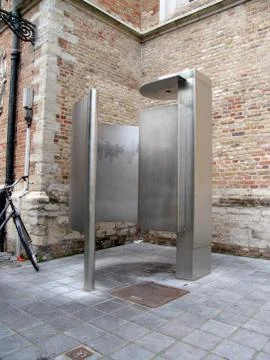 Modern Open Art Metal Toilet in Bruges Stock Photos