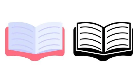 Modern Open Book Icon with Blue and Red Pages Symbolizing Diverse Knowledge.. Stock Illustration