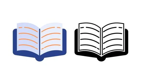 Modern Open Book Icon with Blue Cover and Colorful Pages Stock Illustration