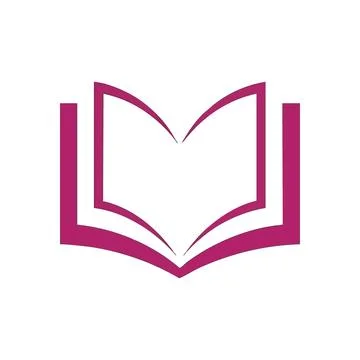 (Modern Open Book Learning Icon. Minimalist fuchsia design of an unclosed t.. Stock-Illustration