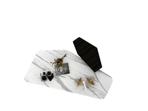 Modern Open-Concept Kitchen and Living Room Interior – 3D Render Stock Illustration