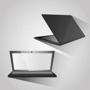 Modern open laptop back and side view device digital 스톡 일러스트