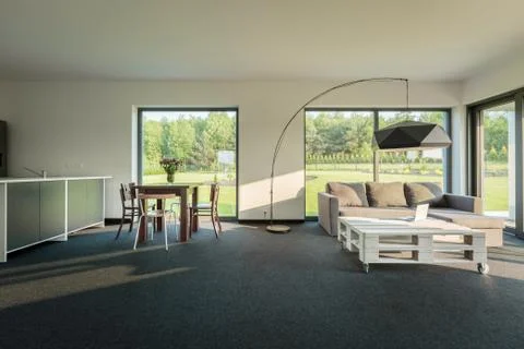 Modern open layout home plan Stock Photos