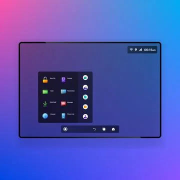 Modern Operating System UI Prototype with App Launcher Stock Illustration