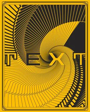 Modern Optical Illusion Typography Poster Yellow Black Geometric Design Stock Illustration