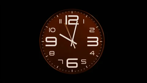 Modern orange clock face moving fast forward time lapse Stock Footage 127387852