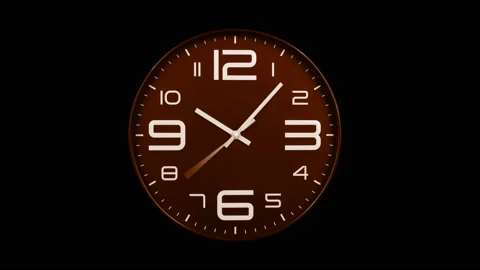 Modern orange clock face moving fast forward timelapse Stock Footage 127393626