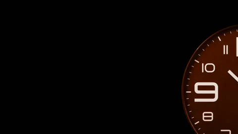 Modern orange clock face moving fast forward transition Stock Footage 127468446