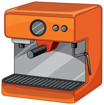 Modern Orange Espresso Machine Vector Illustration on White Background Stock Illustration