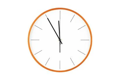 Modern Orange wall clock with minimalist design featuring clean white face Stock Illustration