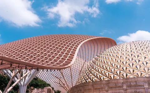 Modern Organic Structure architectural design geometric shape shell like Fotos Stock