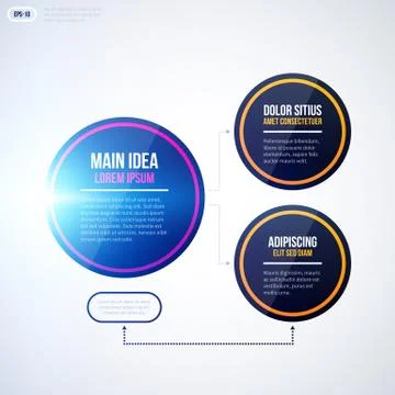 Modern organization chart template with glowing lights on white background. E Stock Illustration