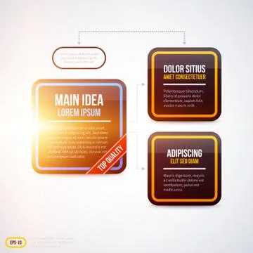 Modern organization chart template with glowing lights on white background. E Stock Illustration
