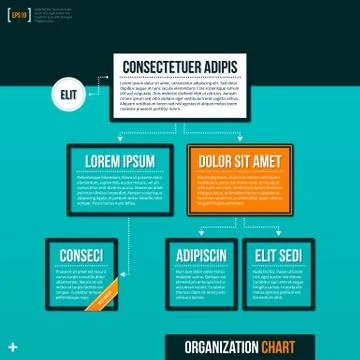 Modern organizational chart template on turquoise background. EPS10 Stock Illustration