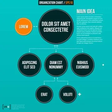 Modern organizational chart on turquoise background. Stock Illustration