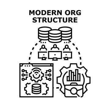 Modern organizational structure managing digital business processes Stockillustratie