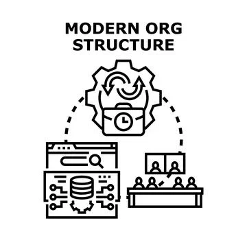 Modern organizational structure managing digital business processes Stock Illustration