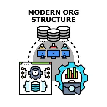 Modern organizational structure managing digital business processes Stock Illustration