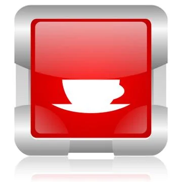 Modern oryginal red square glossy internet icon with steel border on white ba Illustrazione stock