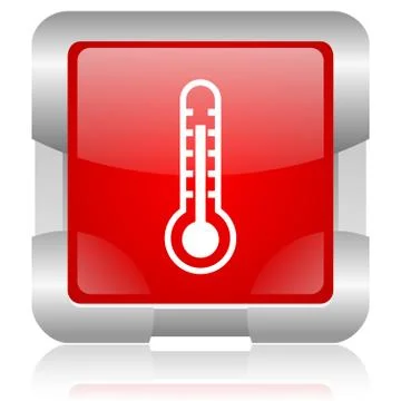 Modern oryginal red square glossy internet icon with steel border on white ba Illustrazione stock