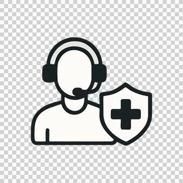 Modern Outline Icon Representing Customer Support and Medical Health Insurance P Stock-Illustration