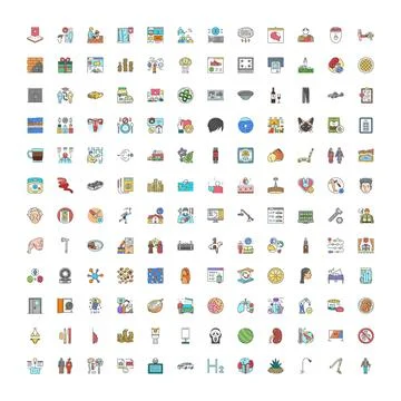 Modern outline pixel icons set illustration Stock Illustration
