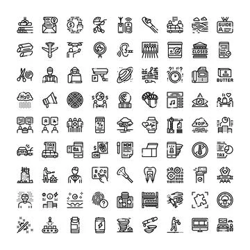 Modern outline pixel perfect web business icons Ilustración de archivo