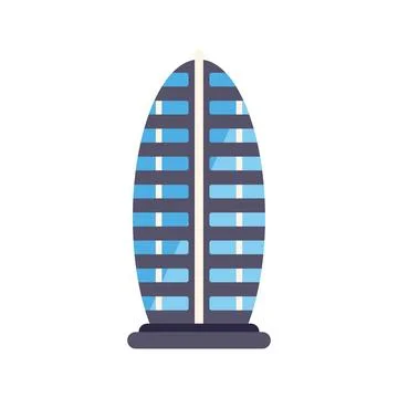 Modern oval skyscraper standing tall with blue windows Ilustração Stock