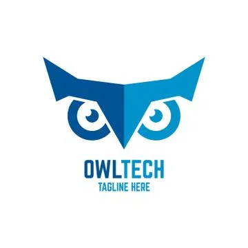 Modern owl and technology logo. Vector illustration. Stock Illustration