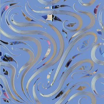 Modern paisley seamless pattern. Vector blue floral patterned background wall Stock Illustration