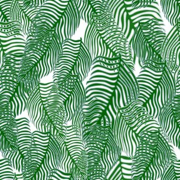 Modern palm leaf seamless pattern with hand drawn foliage print. Abstract art Illustrazione stock