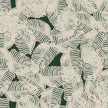 Modern palm leaf seamless pattern with hand drawn foliage print. Abstract art Stock Illustration