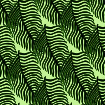 Modern palm leaf seamless pattern with hand drawn foliage print. Abstract art Stock Illustration
