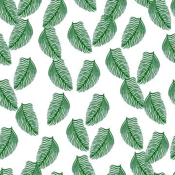 Modern palm leaf seamless pattern with hand drawn foliage print. Abstract art Stock Illustration