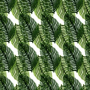 Modern palm leaf seamless pattern with hand drawn foliage print. Abstract art Stock Illustration