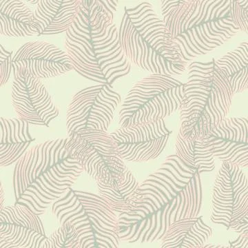 Modern palm leaf seamless pattern with hand drawn foliage print. Abstract art Stock Illustration