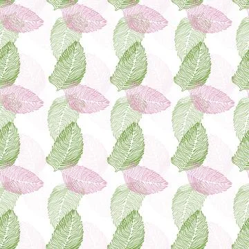 Modern palm leaf seamless pattern with hand drawn tropical print. Modern natu Stock Illustration