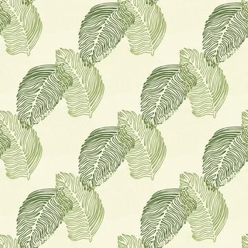 Modern palm leaf seamless pattern with hand drawn tropical print. Modern natu Stock Illustration