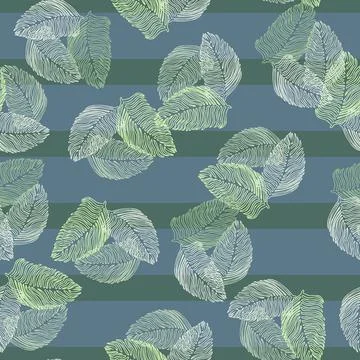 Modern palm leaf seamless pattern with hand drawn tropical print. Modern natu Stock Illustration