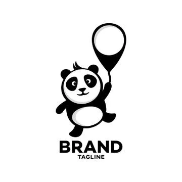 Modern Panda on a balloon logo Stock Illustration