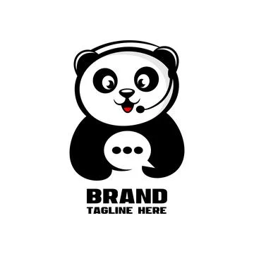 Modern Panda chat logo Stock Illustration