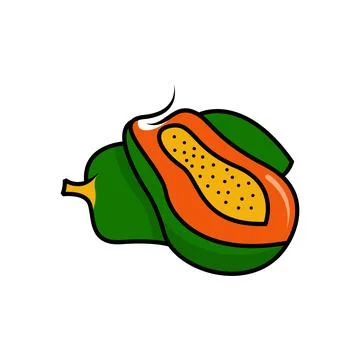 Modern Papaya Fruit Logo Flat Minimal Tropical Food Branding Stock Illustration